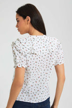 Load image into Gallery viewer, Redtag-Cream-Ditsy-Floral-Seersucker-Blouse-Blouses-Women&#39;s-
