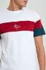 Redtag-White-Cut-Sew-Panel-T-Shirt-Embellished-Men's-