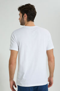 Redtag-White-T-Shirt-With-Rubber-Patch-Colour:White,-Filter:Men's-Clothing,-Men-T-Shirts,-New-In,-New-In-Men,-Non-Sale,-S22B,-Section:Men-Men's-