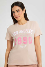 Load image into Gallery viewer, Redtag-Pale-Pink-Oversized-Printed-Tee-Plain-Women&#39;s-
