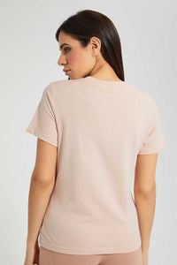 Redtag-Pale-Pink-Oversized-Printed-Tee-Plain-Women's-
