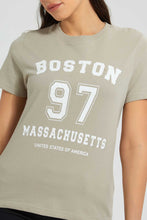 Load image into Gallery viewer, Redtag-Pale-Green-Oversized-Printed-Tee-Plain-Women&#39;s-
