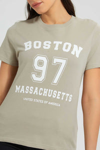 Redtag-Pale-Green-Oversized-Printed-Tee-Plain-Women's-