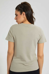 Redtag-Pale-Green-Oversized-Printed-Tee-Plain-Women's-