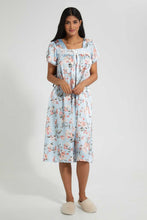 Load image into Gallery viewer, Redtag-Blue-Floral-Printed-Nightgown-Nightgowns-Women&#39;s-
