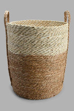 تنزيل الصورة على معرض الصور، Redtag-Beige-Grass-&amp;-Corn-Husk-Rope-Round-Laundry-Hamper-(Medium)-Laundry-Hampers-Home-Bathroom-
