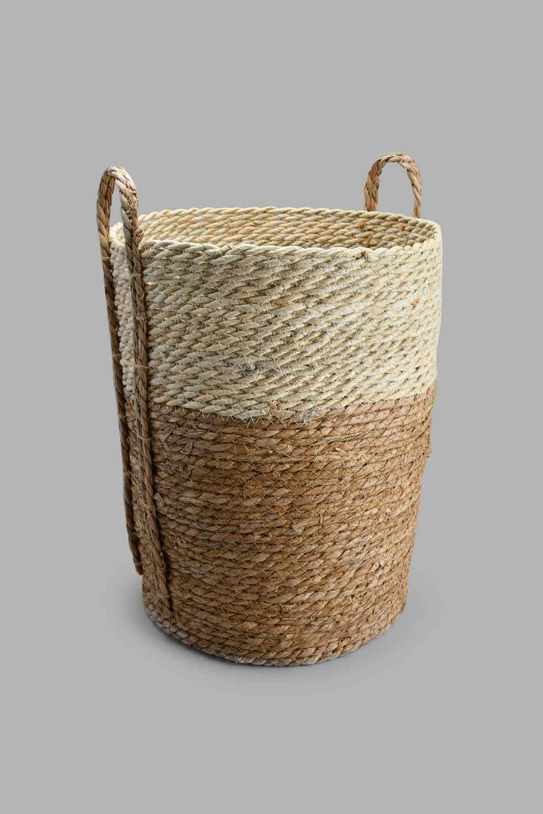 Redtag-Beige-Grass-&-Corn-Husk-Rope-Round-Laundry-Hamper-(Large)-Laundry-Hampers-Home-Bathroom-