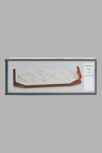 Load image into Gallery viewer, Redtag-White-Marble-Pattern-Platter-With-Wooden-Stand-Platter-Home-Dining-
