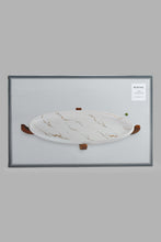 Load image into Gallery viewer, Redtag-White-Marble-Pattern-Oval-Platter-With-Wooden-Stand-Platter-Home-Dining-
