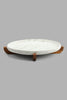 Redtag-White-Marble-Pattern-Oval-Platter-With-Wooden-Stand-Platter-Home-Dining-