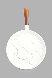 Redtag-White-Marble-Pattern-Bowl-With-Wooden-Stand-Serving-Dish-Home-Dining-