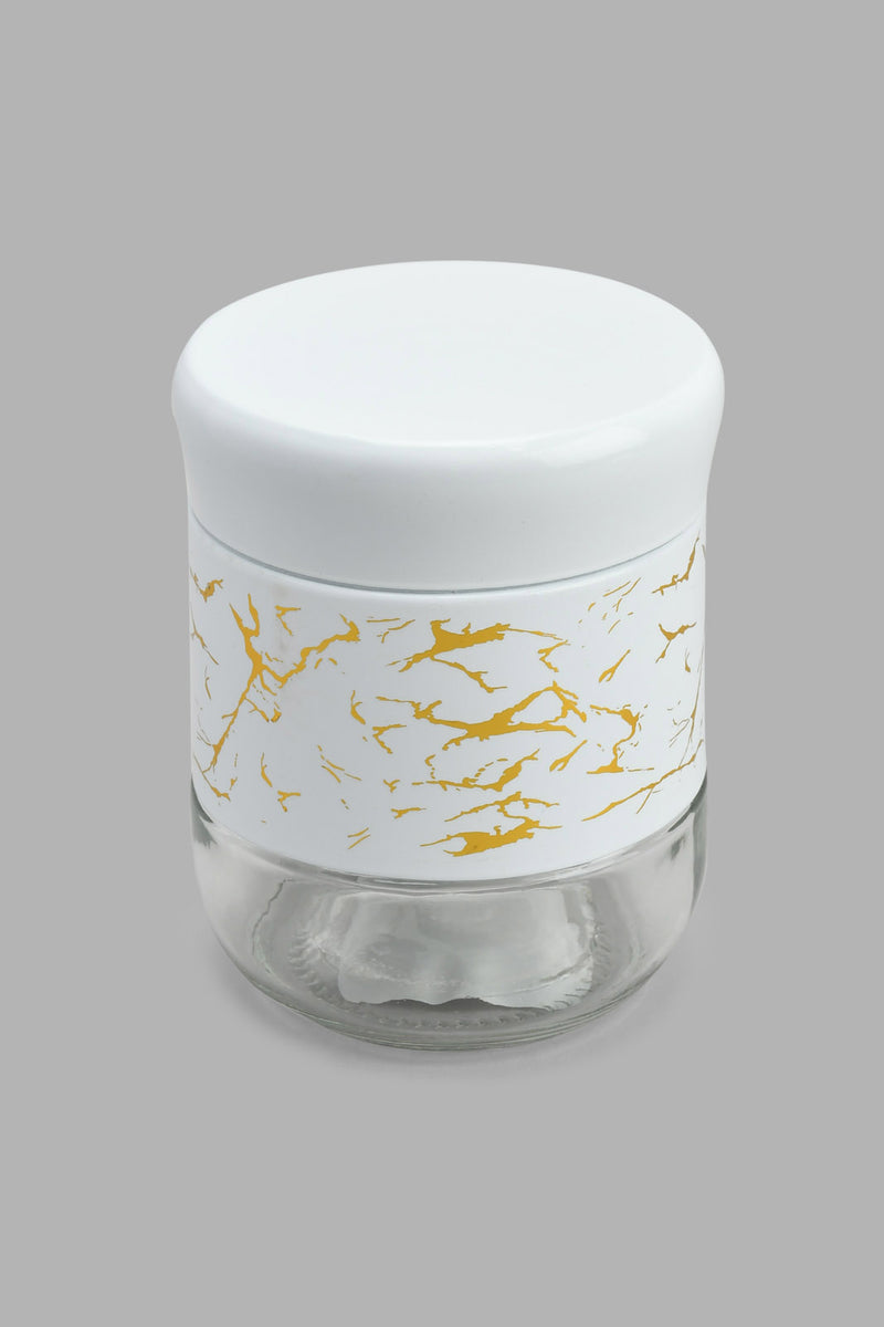 Redtag-White-Marble-Pattern-Glass-Storage-Jar-(Small)-Storage-Home-Dining-