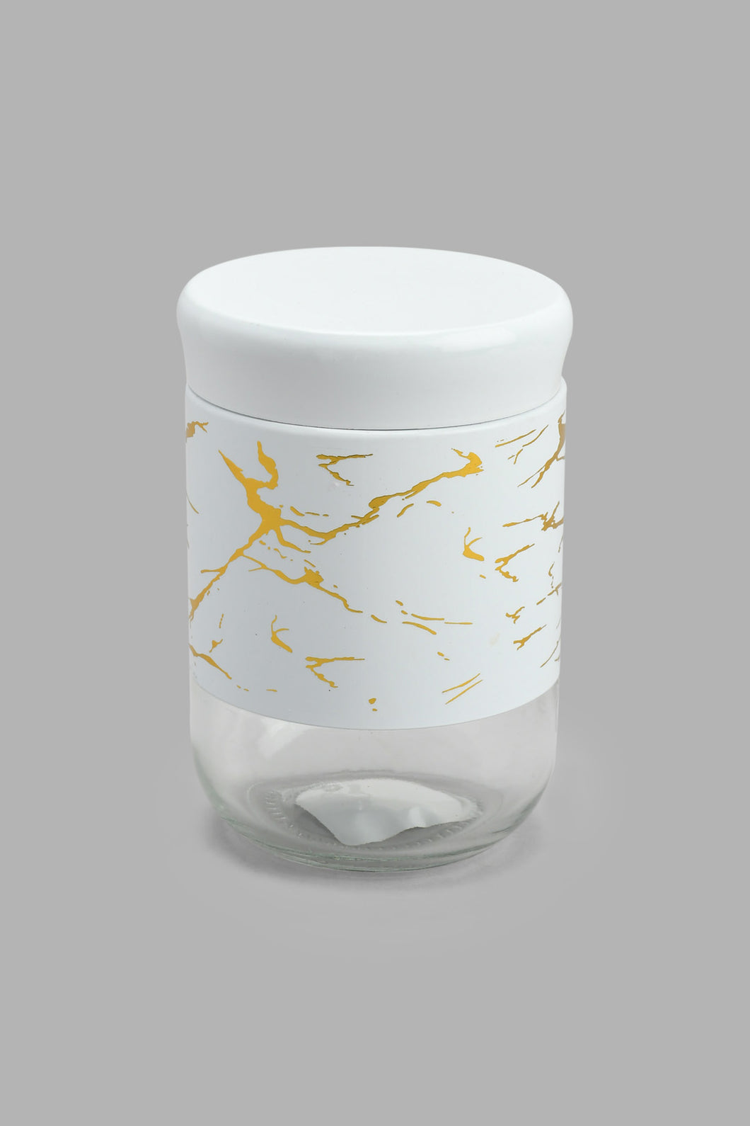 Redtag-White-Marble-Pattern-Glass-Storage-Jar-(Medium)-Storage-Home-Dining-