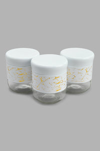 Redtag-White-Marble-Pattern-Glass-Condiment-Jar-Set-With-Metal-Stand-(7-Piece)-Storage-Home-Dining-