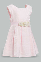 Load image into Gallery viewer, Redtag-Pink-Satin-Sleeveless-Flower-Belt-Dress-Dresses-Infant-Girls-3 to 24 Months
