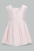 Redtag-Pink-Satin-Sleeveless-Flower-Belt-Dress-Dresses-Infant-Girls-3 to 24 Months