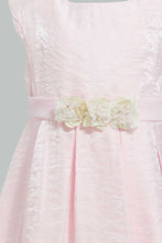 Load image into Gallery viewer, Redtag-Pink-Satin-Sleeveless-Flower-Belt-Dress-Dresses-Infant-Girls-3 to 24 Months
