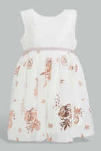 Load image into Gallery viewer, Redtag-Ivory-Flower-Print-Sleeveless-Dress-Dresses-Infant-Girls-3 to 24 Months
