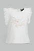 Redtag-White-Frill-Sleeveless-T-Shirt-With-Skirt-Sets-Infant-Girls-3 to 24 Months