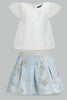 Redtag-White-Glitter-Mesh-Top-With-Jacquard-Skirt-Sets-Infant-Girls-3 to 24 Months