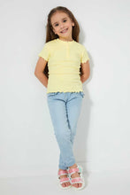 تنزيل الصورة على معرض الصور، Redtag-Pale-Yellow-Short-Sleeve-T-Shirt-With-Half-Placket-Blouses-Girls-2 to 8 Years
