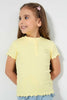 Redtag-Pale-Yellow-Short-Sleeve-T-Shirt-With-Half-Placket-Blouses-Girls-2 to 8 Years