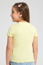 تنزيل الصورة على معرض الصور، Redtag-Pale-Yellow-Short-Sleeve-T-Shirt-With-Half-Placket-Blouses-Girls-2 to 8 Years
