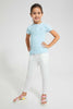 Redtag-Sky-Blue-Short-Sleeve-T-Shirt-With-Half-Placket-Blouses-Girls-2 to 8 Years