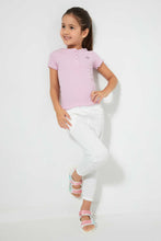 Load image into Gallery viewer, Redtag-Purple-Short-Sleeve-T-Shirt-With-Half-Placket-Blouses-Girls-2 to 8 Years

