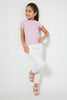 Redtag-Purple-Short-Sleeve-T-Shirt-With-Half-Placket-Blouses-Girls-2 to 8 Years