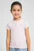 Redtag-Pink-Short-Sleeve-T-Shirt-With-Half-Placket-Plain-Girls-2 to 8 Years