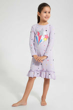 Load image into Gallery viewer, Redtag-Girl-Star-Placement-Print-&amp;-Aop-Nightshirt-Nightshirts-Girls-2 to 8 Years
