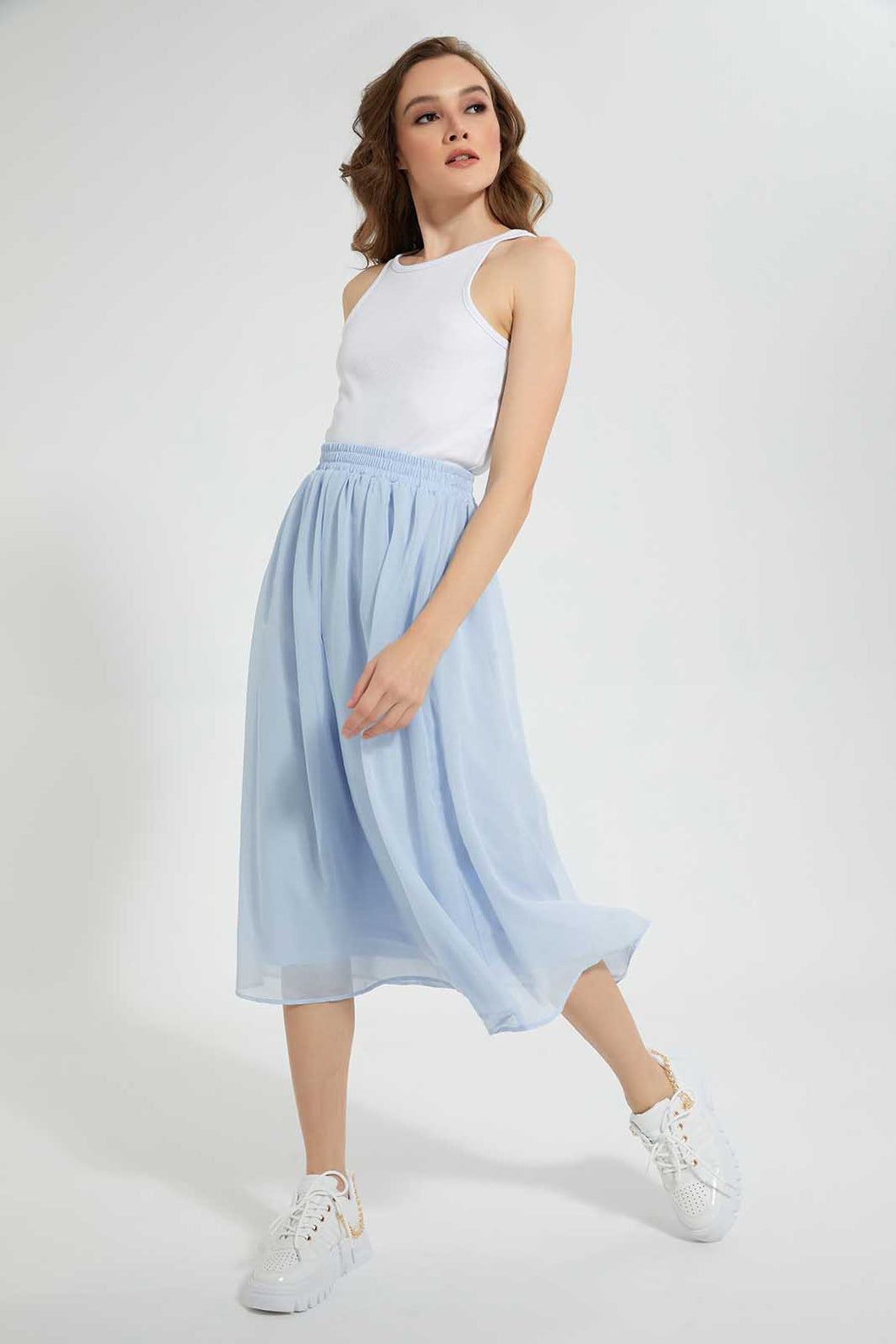 Redtag-Blue-Gathered-Skirt-Skirts-Women's-