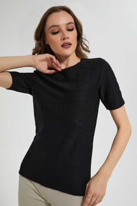 Redtag-Black-Textured-Top-Tops-Women's-