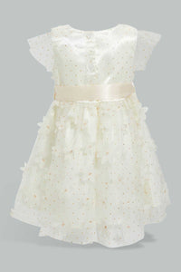 Redtag-Ivory-Flower-All-Over-Patch-Work-Sleeveless-Dress-Dresses-Infant-Girls-3 to 24 Months