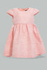 Redtag-Coral-Jacquard-Cap-Sleeves-Dress-Dresses-Infant-Girls-3 to 24 Months