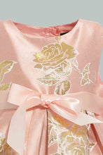 Load image into Gallery viewer, Redtag-Coral-Jacquard-Front-Pleats-Dress-Dresses-Infant-Girls-3 to 24 Months
