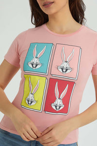 Redtag-Pink-Bugs-Bunny-Print-T-Shirt-Character-Women's-