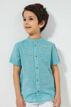 Load image into Gallery viewer, Redtag-Navy-Short-Sleeve-Mandarin-Collar-Shirt-Casual-Shirts-Boys-2 to 8 Years
