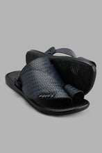 Load image into Gallery viewer, Navy Textured Traditional Sandal
