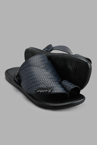 Navy Textured Traditional Sandal