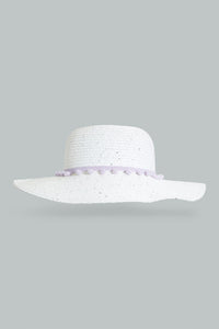 Redtag-White-Embellished-Hat-For-Girls-Colour:White,-Filter:Girls-Accessories,-GIR-Caps,-New-In,-New-In-GIR-ACC,-Non-Sale,-S22B-Girls-