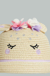 Redtag-Beige-Ear-Embellished-Hat-For-Girls-Colour:Beige,-Filter:Girls-Accessories,-GIR-Caps,-New-In,-New-In-GIR-ACC,-Non-Sale,-S22B-Girls-