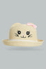 Redtag-Beige-Bow-Embellished-Hat-For-Girls-Colour:Beige,-Filter:Girls-Accessories,-GIR-Caps,-New-In,-New-In-GIR-ACC,-Non-Sale,-S22B-Girls-