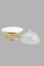 Load image into Gallery viewer, Redtag-Gold-Cake-Stand-With--Dome-And--Golend-Stand-Bakeware-Home-Dining-
