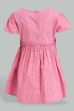 Load image into Gallery viewer, Redtag-Pink-Star-Printed-Cap-Sleeve-Dress-Dresses-Infant-Girls-3 to 24 Months
