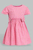 Redtag-Pink-Star-Printed-Cap-Sleeve-Dress-Dresses-Infant-Girls-3 to 24 Months