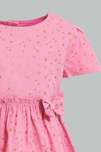 Load image into Gallery viewer, Redtag-Pink-Star-Printed-Cap-Sleeve-Dress-Dresses-Infant-Girls-3 to 24 Months
