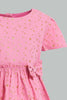 Redtag-Pink-Star-Printed-Cap-Sleeve-Dress-Dresses-Infant-Girls-3 to 24 Months