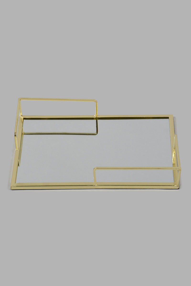 Redtag-Silver-Metal-Rectangle-Tray-With-Mirror-0,-Colour:Silver,-Filter:Home-Decor,-HMW-HOM-Trays,-New-In,-New-In-HMW-HOM,-Non-Sale,-S22B,-Section:Homewares-Home-Decor-